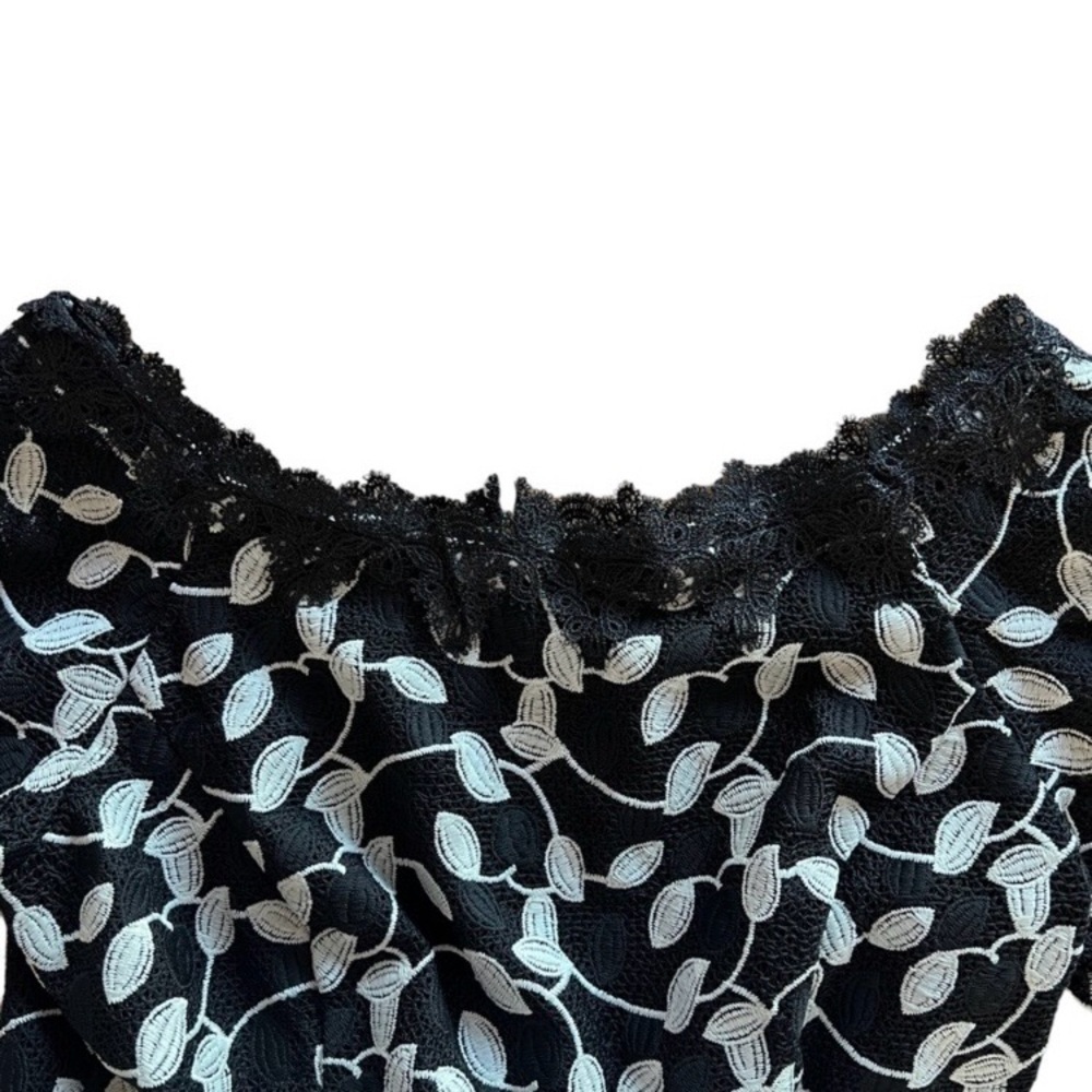 Shani Elegant Black White Lace Dress, Size 12, Knee Length, Fully Lined. - Picture 15 of 16